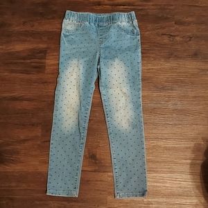 Girls Cat & Jack Size 6x Light Wash Heart Print Pants Jeans Jeggings